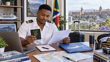Cruise ship crew applicant in Pretoria reviewing C1/D visa and travel documents