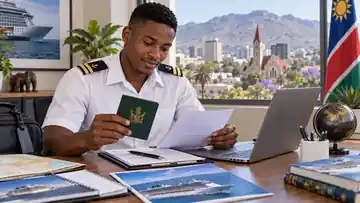 Cruise ship crew applicant in Windhoek preparing C1/D visa and regional travel documents
