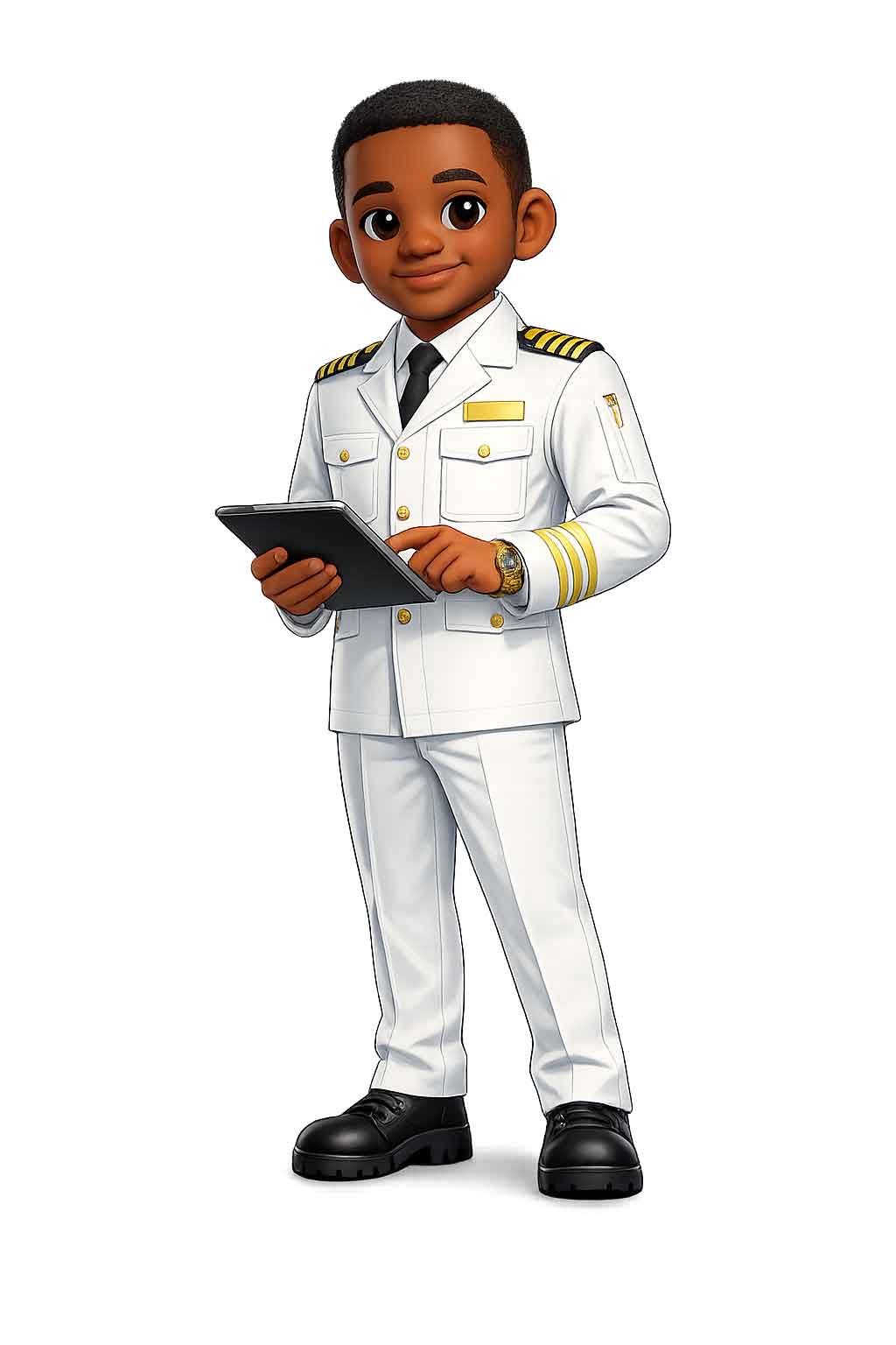 Cruise ship engineer working with a tablet in the technical department